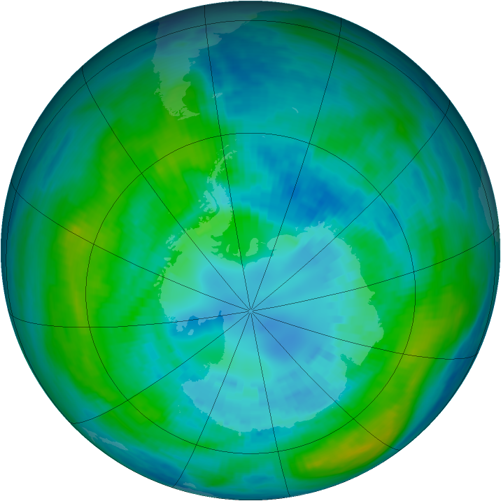 Antarctic ozone map for 09 April 1981